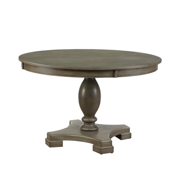 Bowery Hill Dining Table with Single Pedestal in Gray Oak