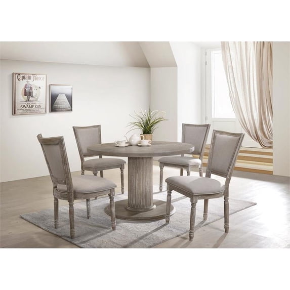 Bowery Hill Dining Table with Single Pedestal in Gray
