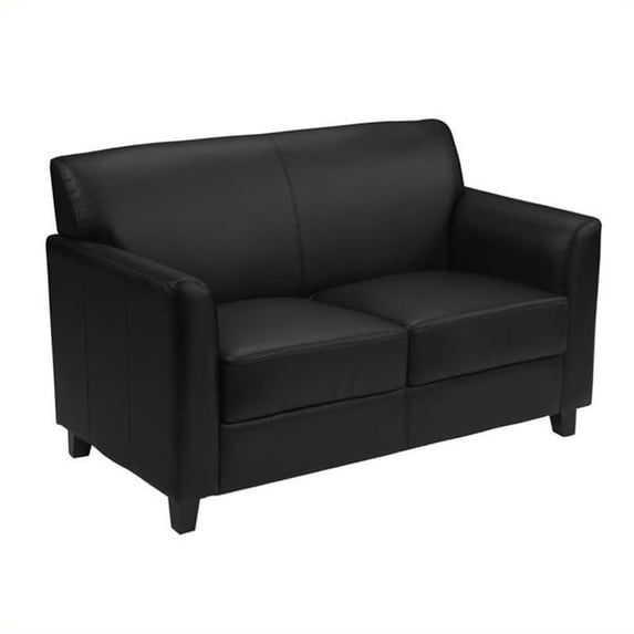 Bowery Hill Diplomat Leather Loveseat in Black