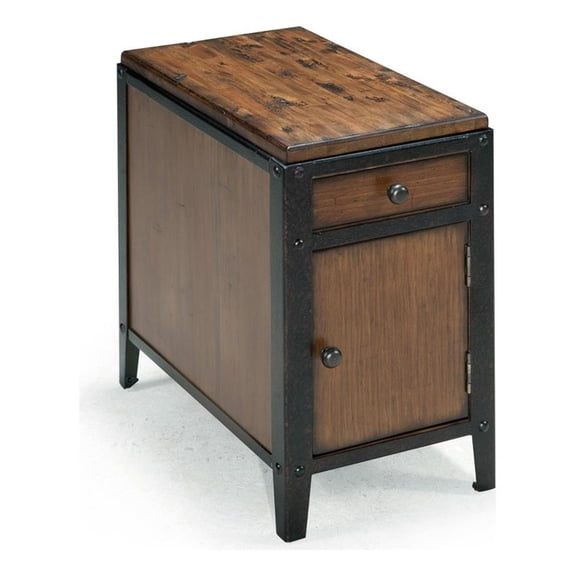 Bowery Hill Distressed Natural Pine Chairside Door End Table