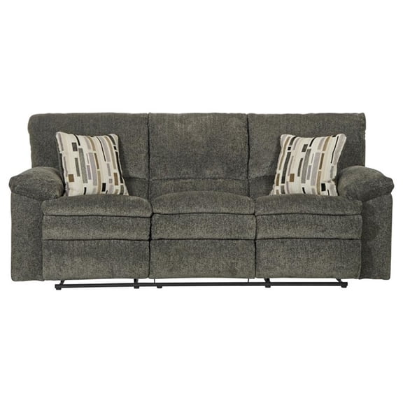 Bowery Hill Dual Reclining Sofa in Soft Charcoal Gray Polyester Fabric