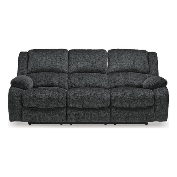 Bowery Hill Dual-Sided Reclining Sofa with Pull-Tab Comfort in Slate