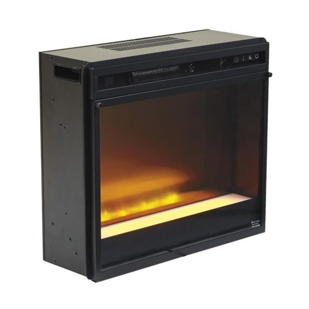 Large Black Electric Fireplace Insert with LED Flame