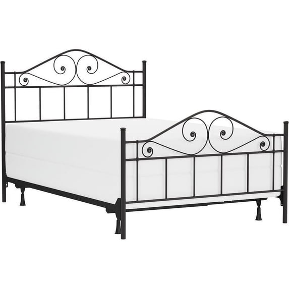 Bowery Hill Elegant Full Metal Spindle Bed in Textured Black