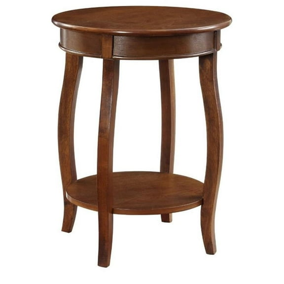 Bowery Hill End Table Coffee Accent Table Round in Wood - Brown