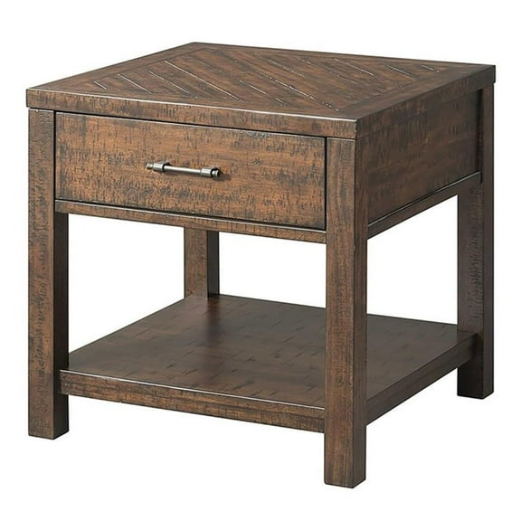 Bowery Hill End Table Nightstand Bedside Square in Solid Wood - Unfinished