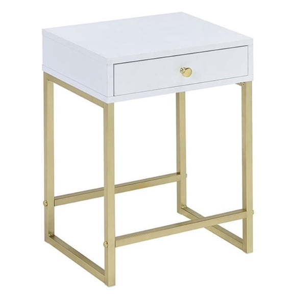 Bowery Hill End Table in White and Brass