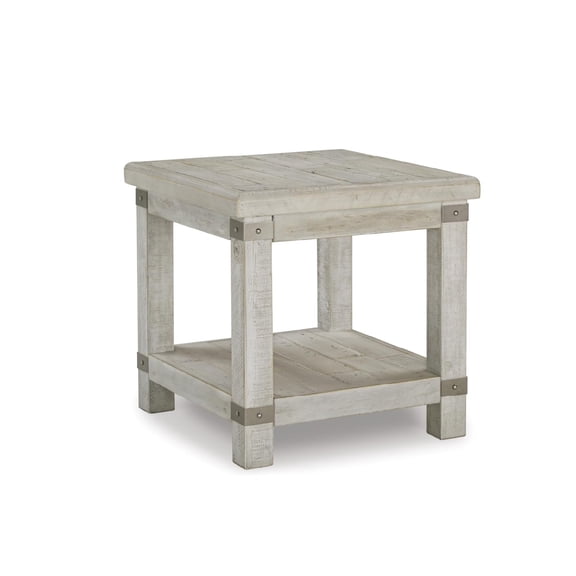 Bowery Hill End Table in Whitewash and Gray