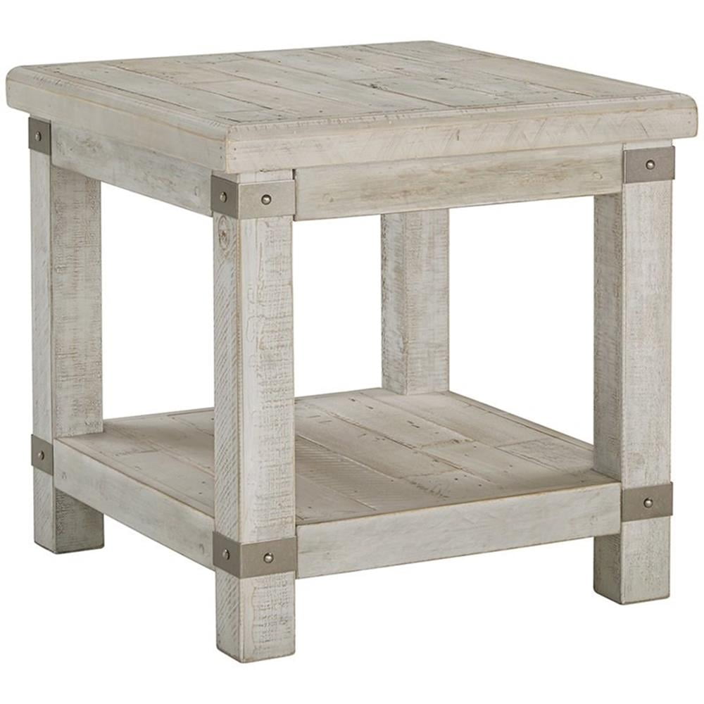 Contemporary Gray Rectangular End Table with Storage