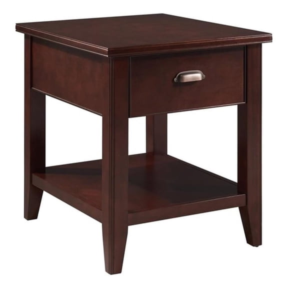 Bowery Hill End Table with Hidden Locking Drawer in Chocolate Cherry