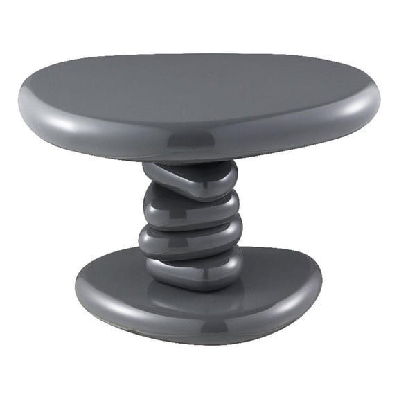 Bowery Hill End Table with Pebble Pedestal in Gray High Gloss