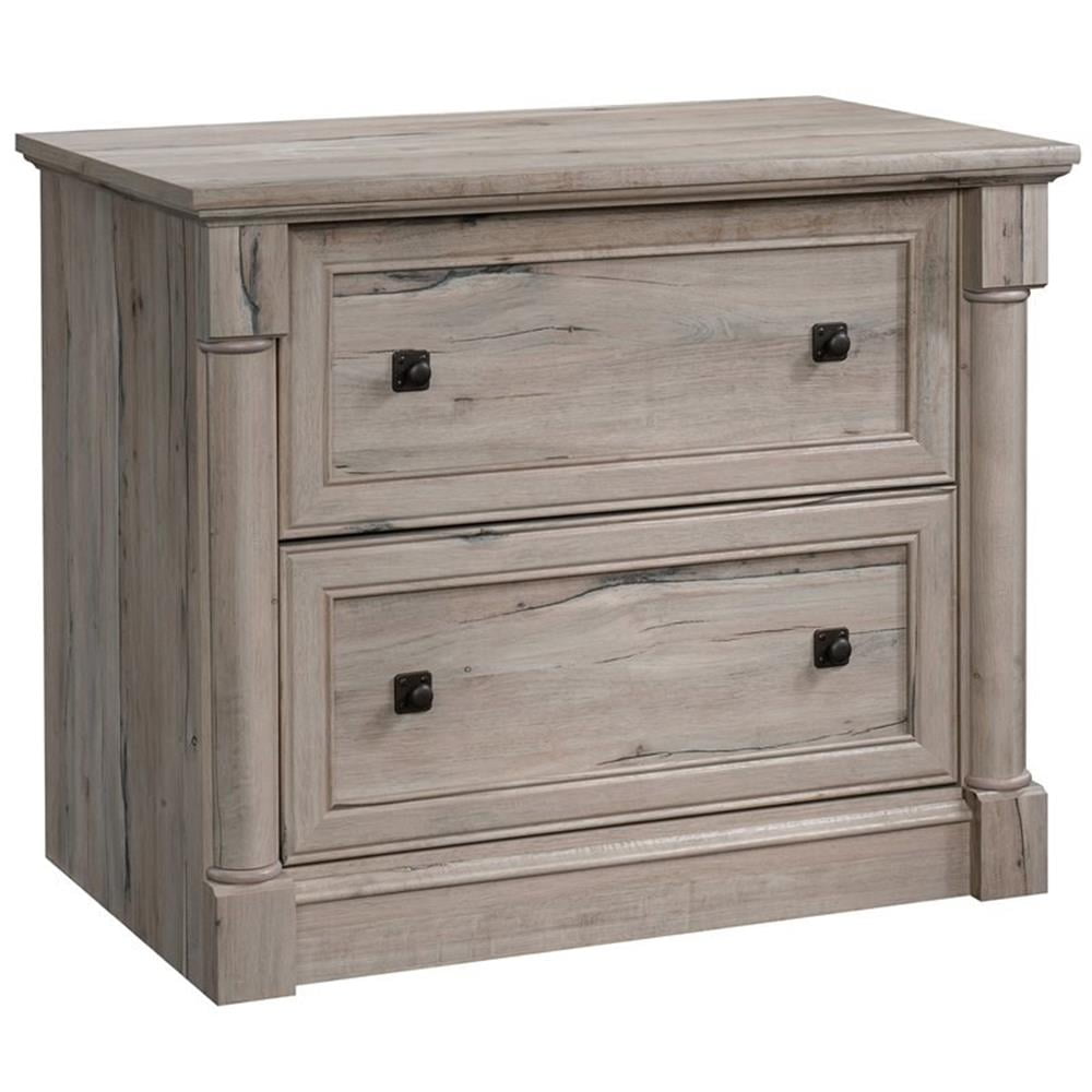 Split Oak 2-Drawer Lateral File Cabinet with Laminate Surface