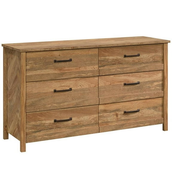 Bowery Hill Engineered Wood 6-Drawer Dresser in Sindoori Mango/Natural
