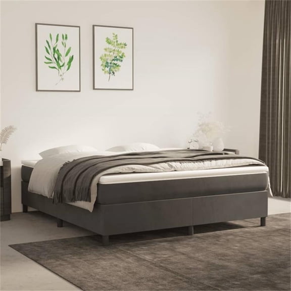 Bowery Hill Engineered Wood California King Bed Frame in Dark Gray