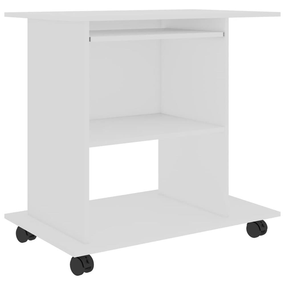 Pull Out Computer Table Bowery Hill Engineered Wood Compact Pull-Out Computer Desk in White ...