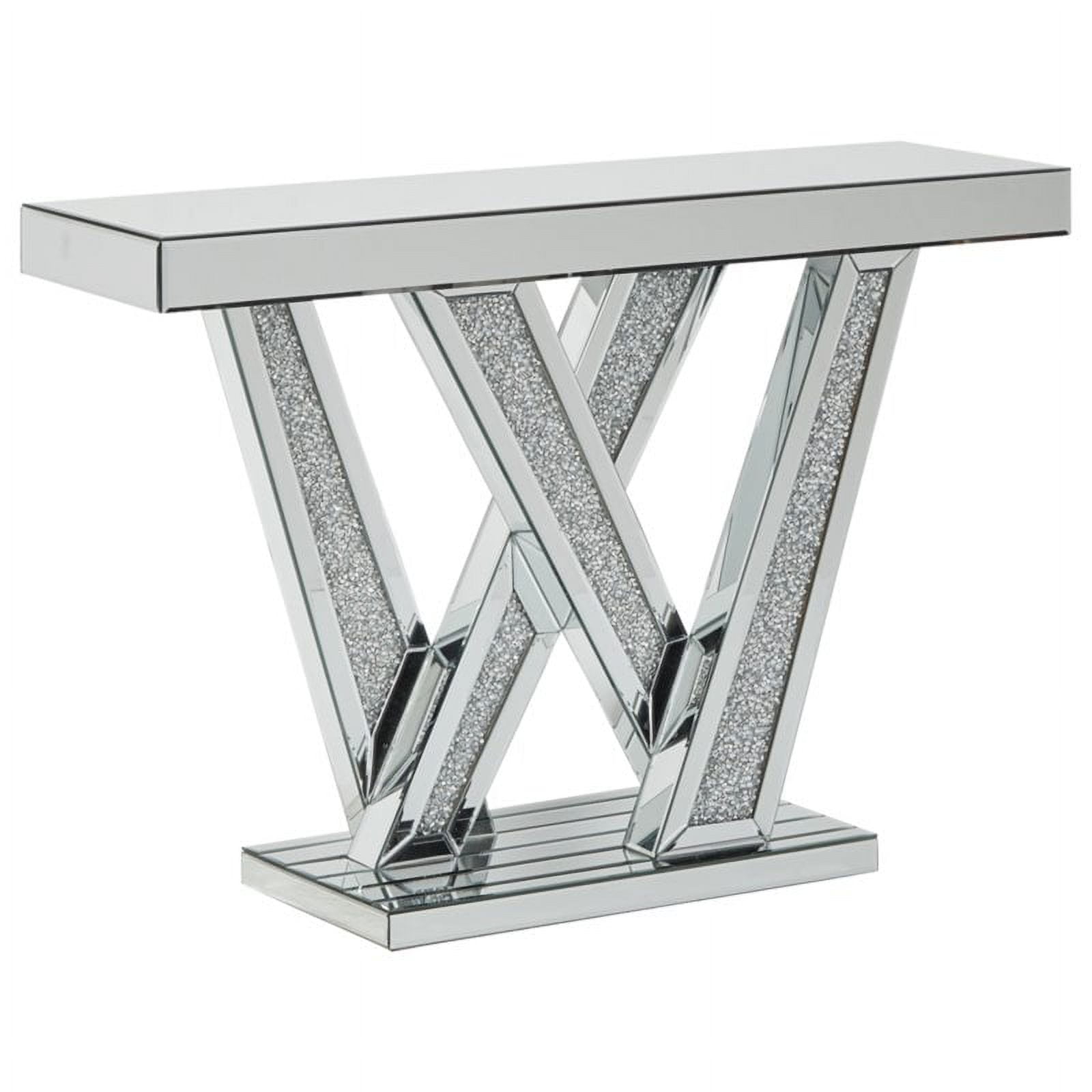 Bowery Hill Engineered Wood Console Table in Silver