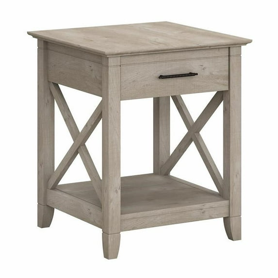 Bowery Hill Nightstand with Drawer in Washed Gray - Engineered Wood