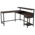 thumbnail image 1 of Bowery Hill Engineered Wood L-Desk with Storage in Warm Brown, 1 of 10