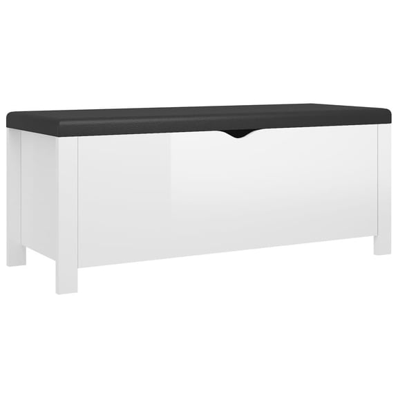 Bowery Hill Medium High Gloss Engineered Wood Storage Box with Faux Leather