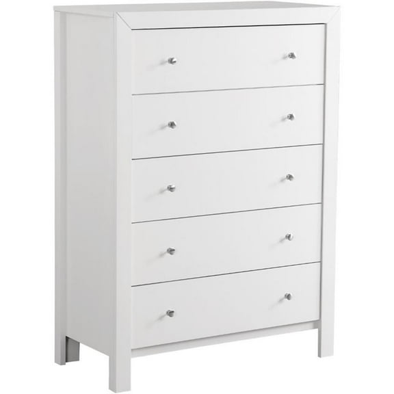 Bowery Hill Engineered Wood Transitional 5 Drawer Chest in White