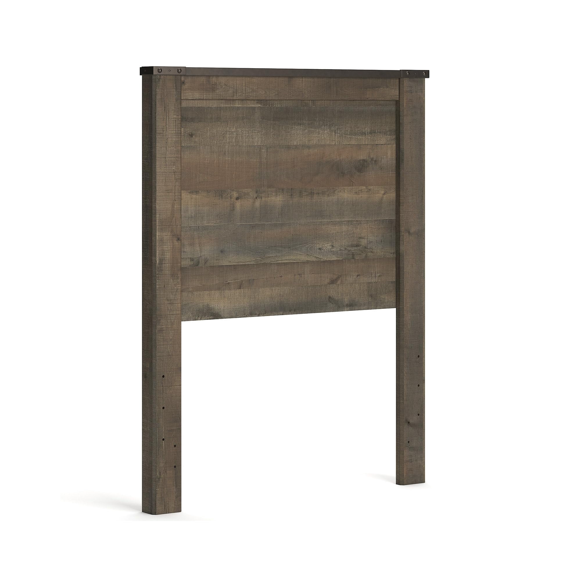 Bowery Hill Engineered Wood Twin Panel Headboard in Rustic Brown