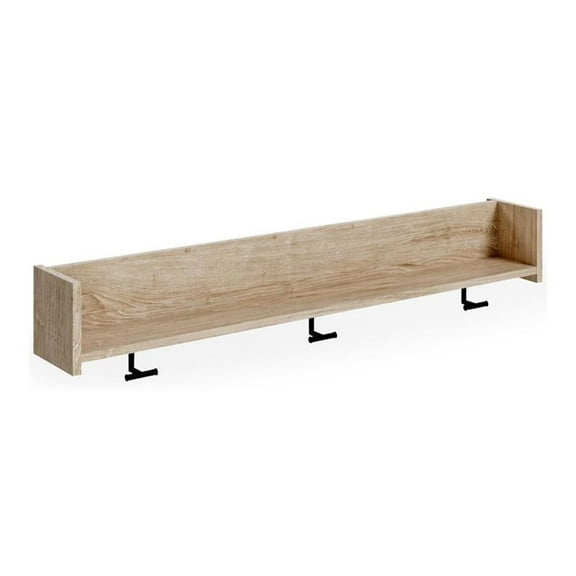 Bowery Hill Engineered Wood Wall Mounted Coat Rack in Natural