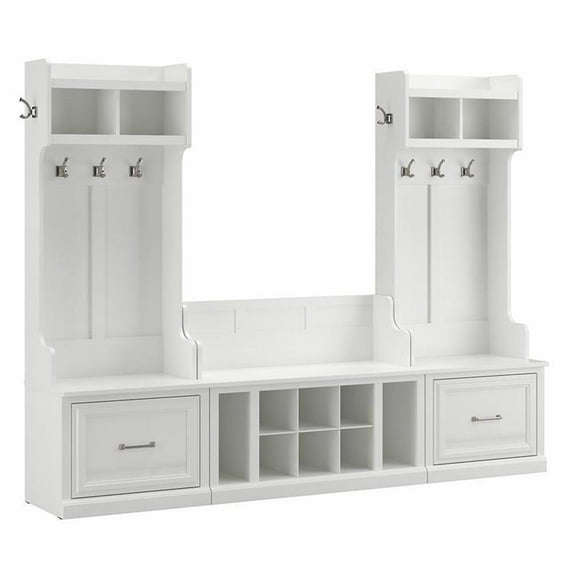 Bowery Hill Entryway Storage Set with Drawers in White Ash - Engineered Wood