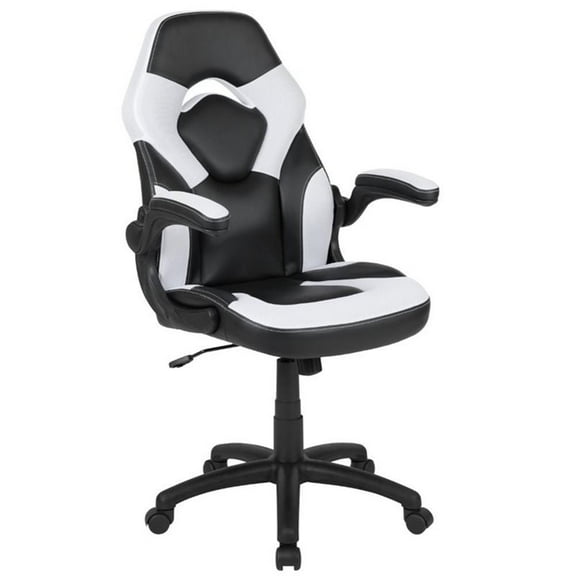 Bowery Hill Ergonomic Faux Leather Racing Gaming Chair in White