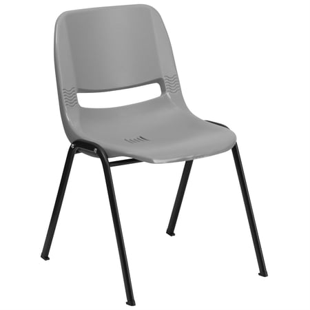 Bowery Hill Ergonomic Shell Stacking Chair in Gray
