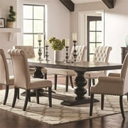 Bowery Hill Hardwood Antique Noir Dining Table Rectangular Extendable 123"