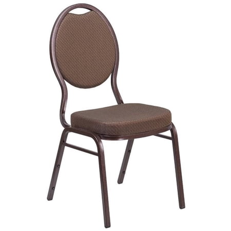 Bowery Hill Fabric Banquet Stacking Chair in Brown Patterned Fabric