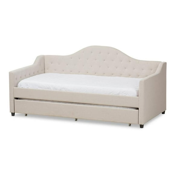 Bowery Hill Fabric Daybed with Trundle in Light Beige