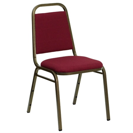 Bowery Hill Fabric/Metal Trapezoid Back Banquet Stacking Chair in Red/Gold