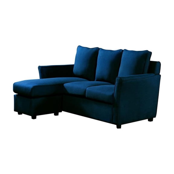 Bowery Hill Fabric Reversible Modular Sectional in Royal Blue for Small Spaces