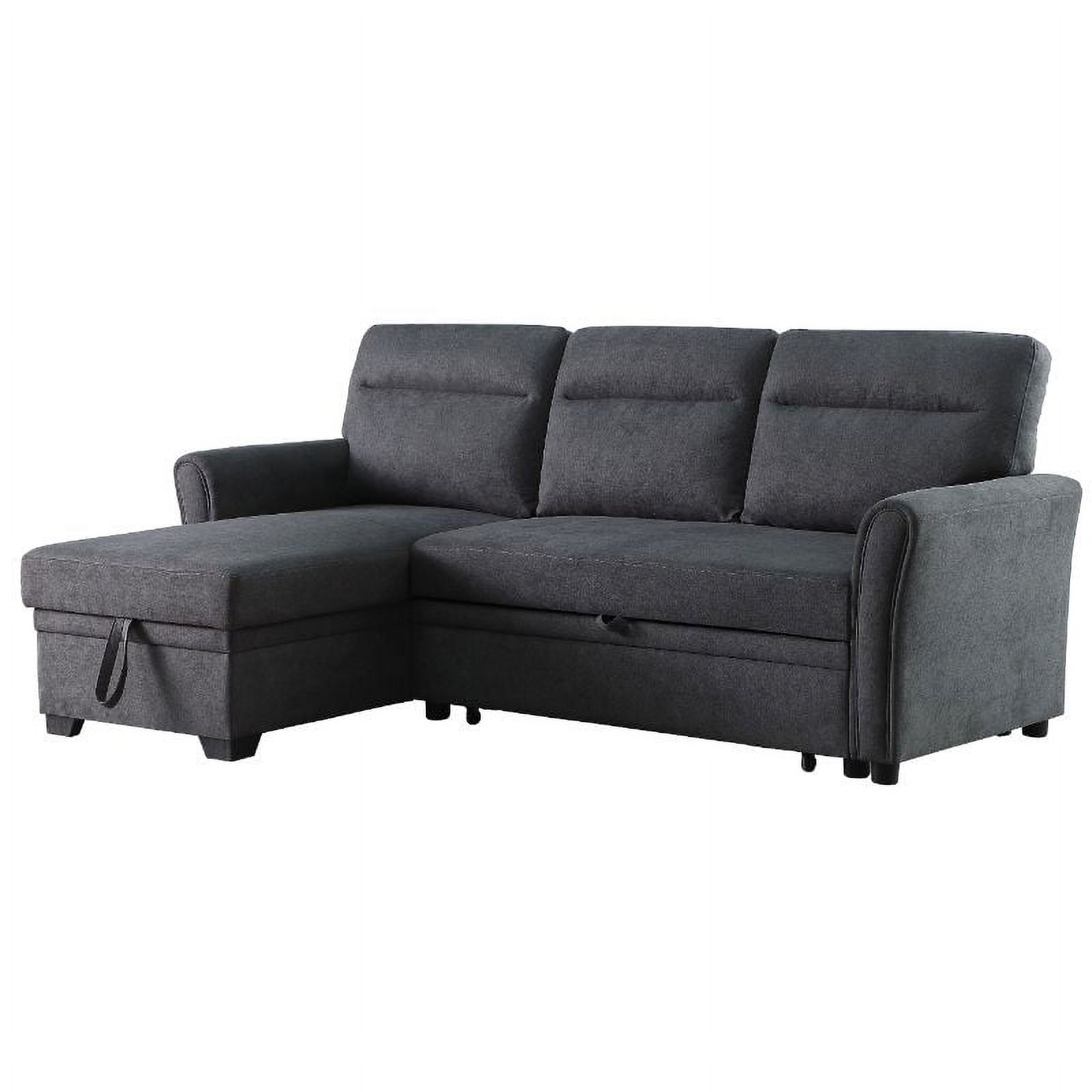 Bowery Hill Fabric Reversible/Sectional Sleepr Sofa with Storage Chaise ...