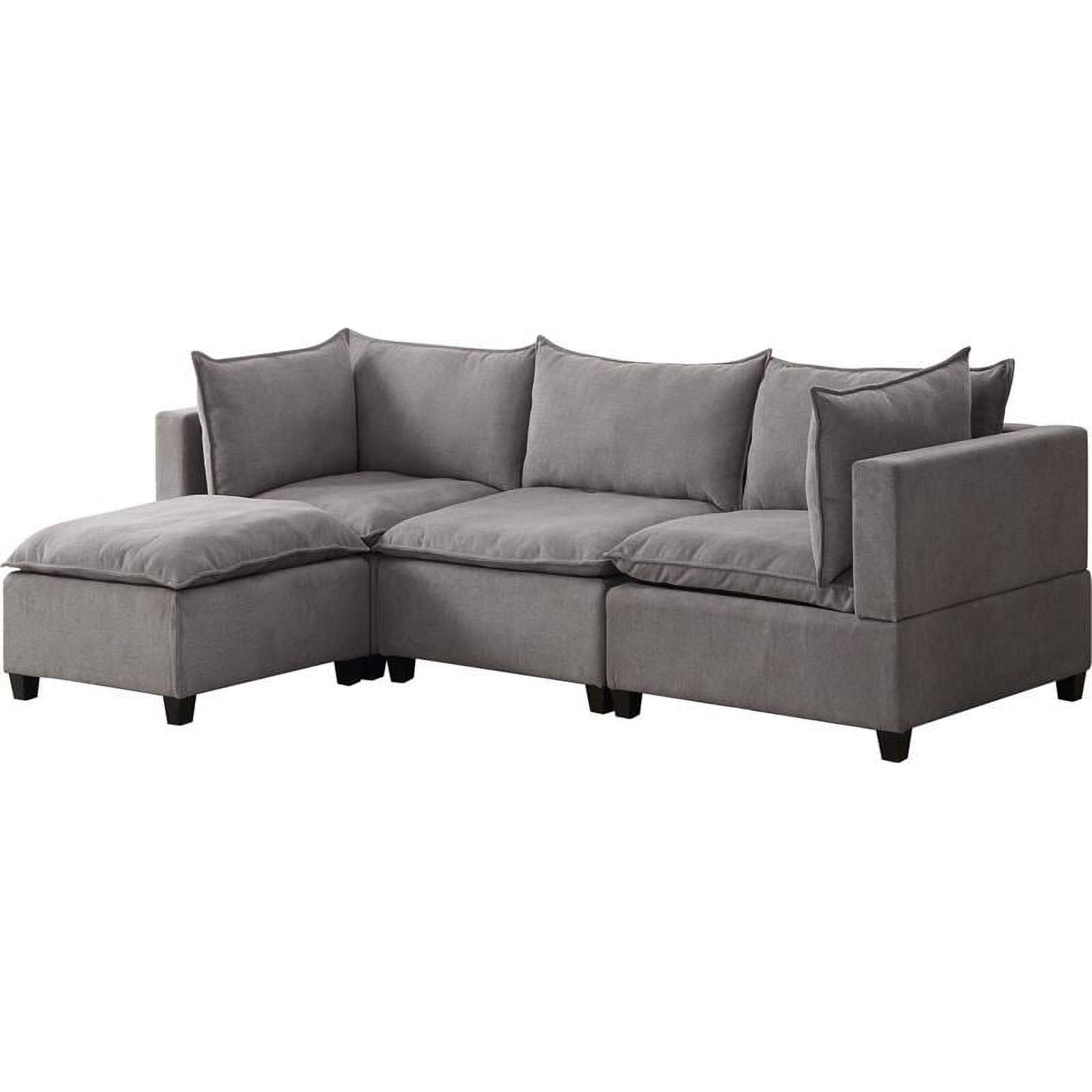 Bowery Hill Fabric Reversible Sectional Sofa Ottoman in Light Gray ...