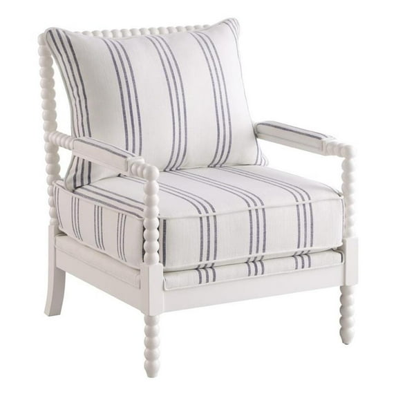 Bowery Hill Fabric Upholstered Accent Chair with Spindle White and Navy