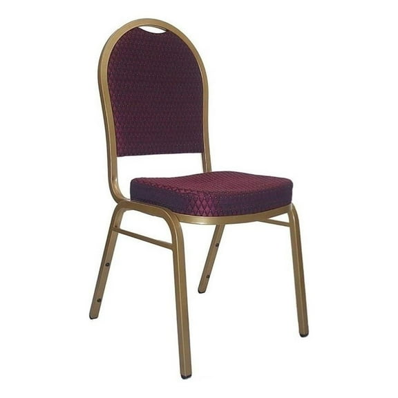 Bowery Hill Fabric Upholstered Dome Back Banquet Stacking Chair in Burgundy Red