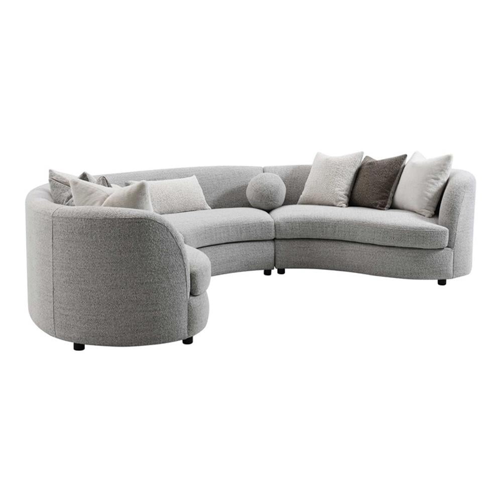 Bowery Hill Fabric Upholstered Sectional Sofa with 9 Pillows in Gray ...