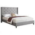 thumbnail image 1 of Bowery Hill Fabric Upholstered Wingback Cal King Platform Bed in Gray, 1 of 5