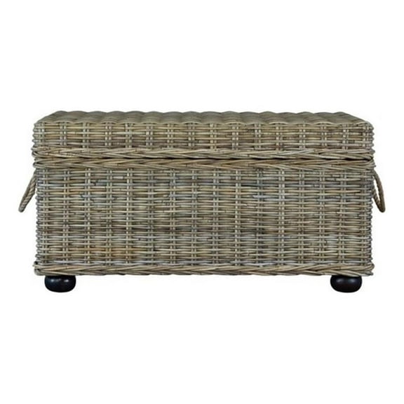Bowery Hill Farmhouse 42" Wicker / Rattan Storage Trunk in Tan