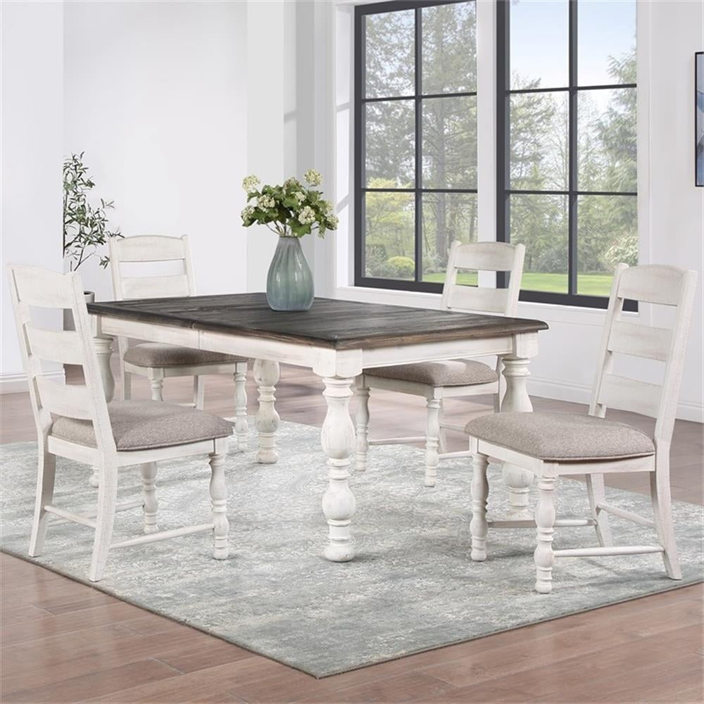 Bowery Hill Farmhouse 5-piece Weathered White Wood Dining Set - Walmart.com