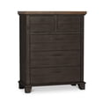 thumbnail image 1 of Bowery Hill Farmhouse Chocolate and Honey Brown Wood Five-Drawer Chest, 1 of 11