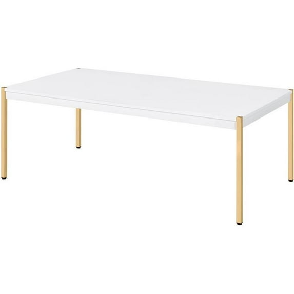 Bowery Hill Farmhouse Coffee Table in White & Gold Finish