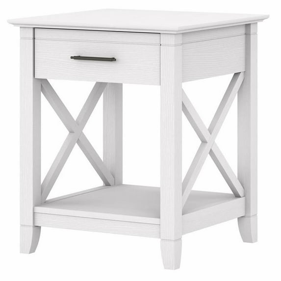 Bowery Hill Farmhouse Engineered Wood End Table with Storage in White