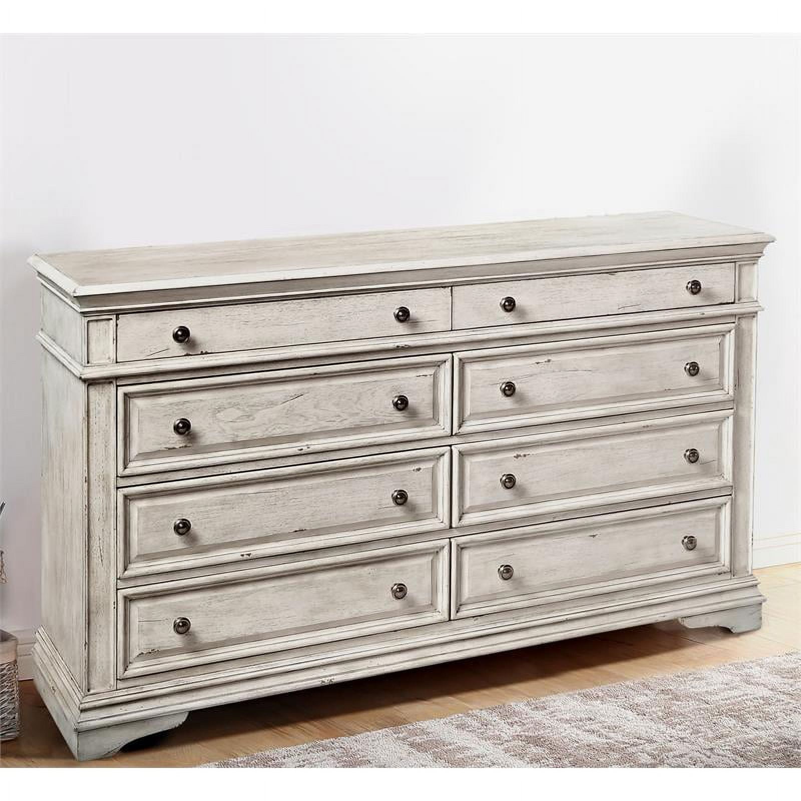Bowery Hill Farmhouse Highland Park Rustic Ivory Wood 8drawer Dresser