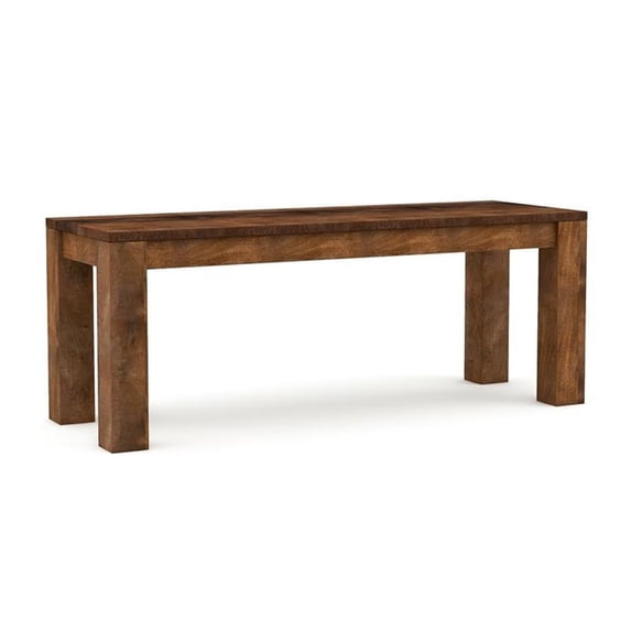 Bowery Hill Farmhouse Rustic Solid Wood Short Bench in Natural Tone