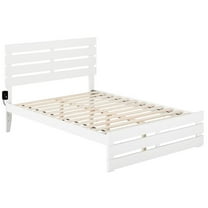 Bowery Hill Farmhouse Solid Wood Full Bed w/ Footboard with USB Charger in White