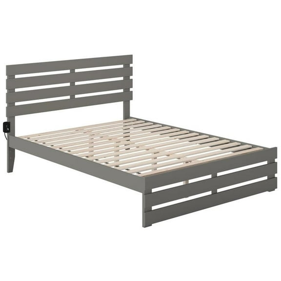 Bowery Hill Farmhouse Solid Wood Queen Bed with Footboard in Gray