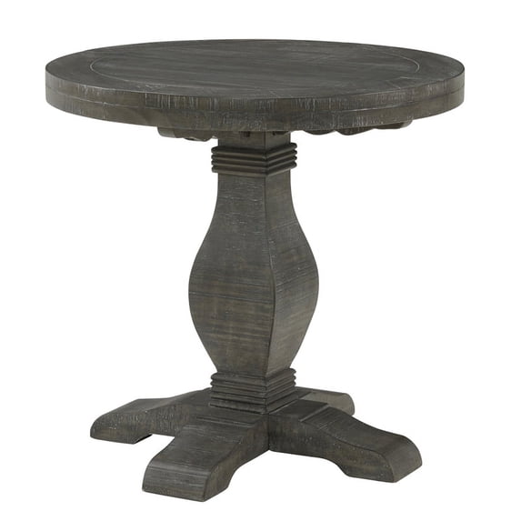 Bowery Hill Farmhouse Solid Wood Round End Table in Gray